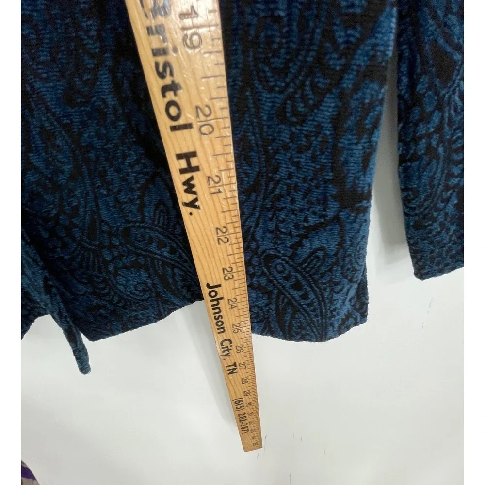 Sag Harbor Women 6P Jacket Blue Black Paisley Whimsigoth Button Front Chenille